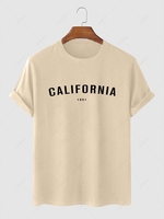 CALIFORNIA Letter Print Short Sleeves T-shirt S Light yellow