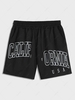 CALIFORNIA Letter Printed Drawstring Shorts M Black