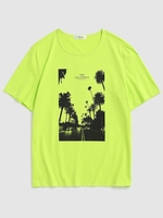 California Palm Tree Graphic Vintage T-shirt M Green