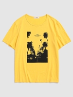California Palm Tree Graphic Vintage T-shirt M Yellow