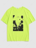 California Palm Tree Graphic Vintage T-shirt S Green