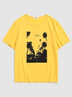 California Palm Tree Graphic Vintage T-shirt S Yellow