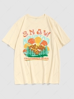 CALIFORNIA PARK Graphic Mountain Pattern T-shirt S Light yellow