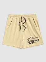 California Print Drawstring Casual Shorts Xl Deep yellow