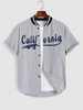 CALIFORNIA Printed Graphic Ribbed Collar Baseball Shirt L Deep blue