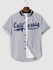 CALIFORNIA Printed Graphic Ribbed Collar Baseball Shirt M Deep blue