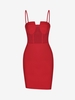 Cami Bustier Mesh Panel Corset-style Bodycon Dress S Red