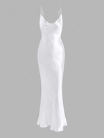 Cami Cowl Front Open Back Silky Maxi Dress L White