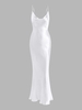 Cami Cowl Front Open Back Silky Maxi Dress M White