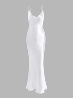 Cami Cowl Front Open Back Silky Maxi Dress M White
