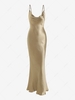 Cami Cowl Front Open Back Silky Maxi Dress S Golden