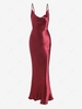 Cami Cowl Front Open Back Silky Maxi Dress S Red