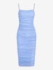Cami Ditsy Floral Mesh Overlay Ruched Bodycon Dress S Blue