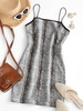 Cami Faux Suede Snake Print Slinky Dress S Light gray