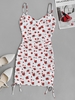Cami Floral Cinched Side Bustier Bodycon Dress M White