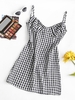 Cami Gingham Bustier Mini Dress M Black
