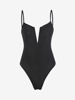 Cami Glitter Sparkle V-wire Bodysuit L Black