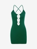 Cami Heart Rings Cut Out Bodycon Mini Dress M Green