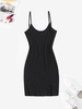 Cami Ribbed Front Slit Slinky Dress Xl Black