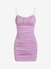 Cami Ruched Solid Slinky Mini Dresss M Light purple