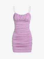 Cami Ruched Solid Slinky Mini Dresss M Light purple