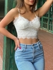 Cami Scalloped Lace Tank Top L White