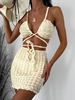 Cami Seersucker Texture Bodycon Skirt Set M Light coffee