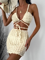 Cami Seersucker Texture Bodycon Skirt Set M Light coffee