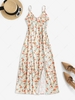 Cami Silky Floral Front Slit Midi Dress L