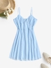 Cami Swiss Dots Ruched Bustier Mini Dress M Light blue