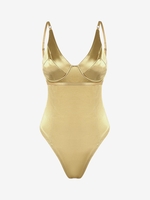 Cami Underwire Bustier Silky Bodysuit M Light coffee