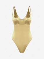 Cami Underwire Bustier Silky Bodysuit S Light coffee