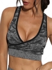 Camo Criss Cross Surplice Sports Bra L Black