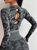 Camo Oval Cut Out Back Sports Tee S Black