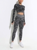Camo Oval Cut Out Back Tee and High Waisted Scrunch Butt Leggings Sport Outfit Black