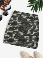 Camo Split Hem Mini Skirt M