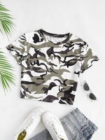 Camouflage Crop T Shirt Xs Green