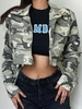 Camouflage Flap Detail Crop Jacket M Multi a