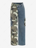 Camouflage Insert Cargo Straight Jeans S Blue