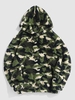 Camouflage Pattern Kangaroo Pocket Fuzzy Hoodie M Deep green