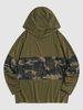 Camouflage Pattern Mesh Insert Hoodie M Army green