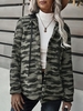 Camouflage Pocket Hooded Fleece Jacket L Gray