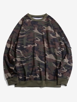 Camouflage Print Raglan Sleeve Sweatshirt 3xl Camouflage green