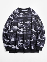 Camouflage Print Raglan Sleeve Sweatshirt 3xl Snow camouflage