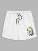 Cartoon Dinosaur Graphic Cotton Shorts Xl White