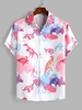 Cartoon Dinosaur Print Short Sleeve Shirt Xxl Light pink