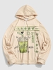 Cartoon Drink Print Japanese Graphic Hoodie S Light yellow