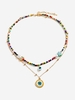 Cartoon Eye Pendant Double Layers Beads Necklace