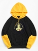 Cartoon Face Graphic Print Contrast Funny Hoodie S Black
