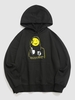 Cartoon Face Graphic Print Y2K Aesthetic Funny Hoodie 2xl Black